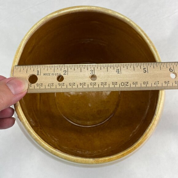 Vintage Retro Pottery Yellow Gold Drip Glaze Flower Pot Planter - Picture 10 of 11